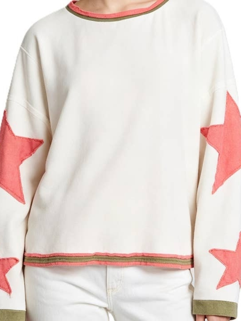 Free People FP Movement All Star Patch Pullover White & Pink
